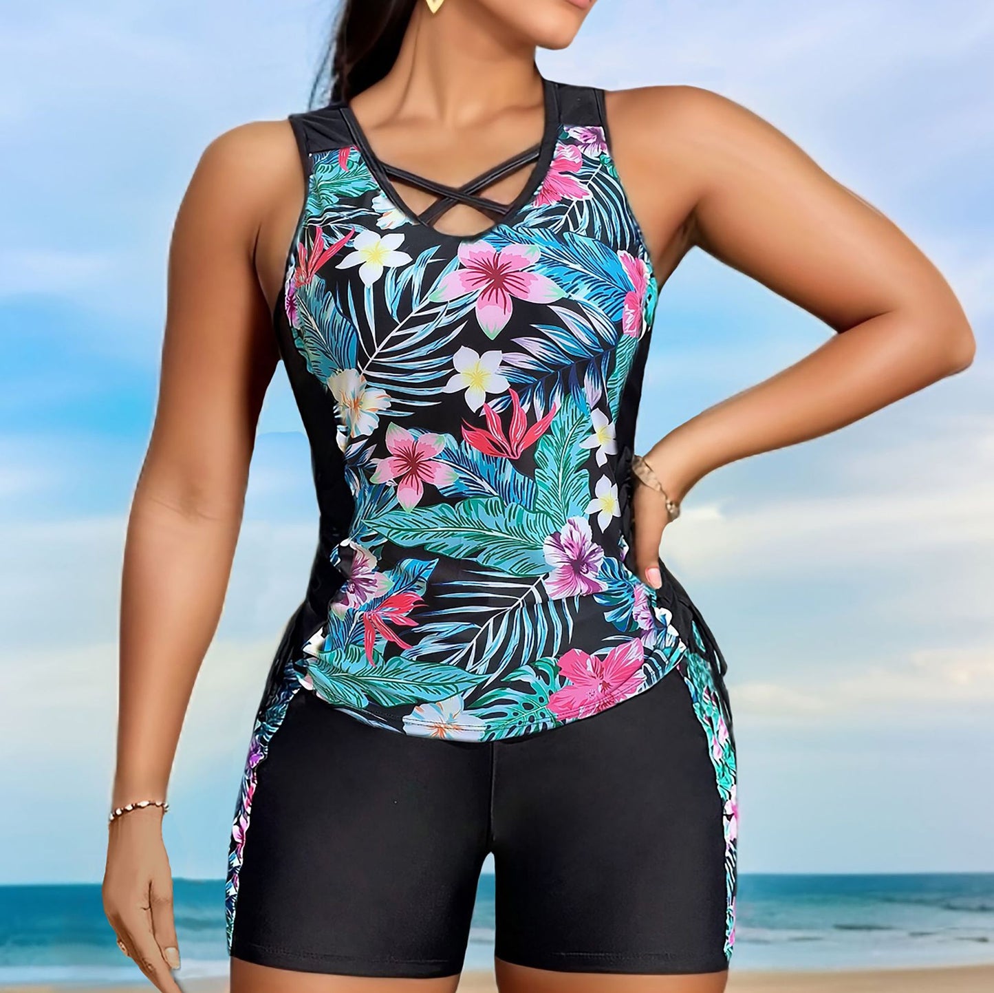 Split Swimsuit Bikini Plus Size Printed Split Swimsuit