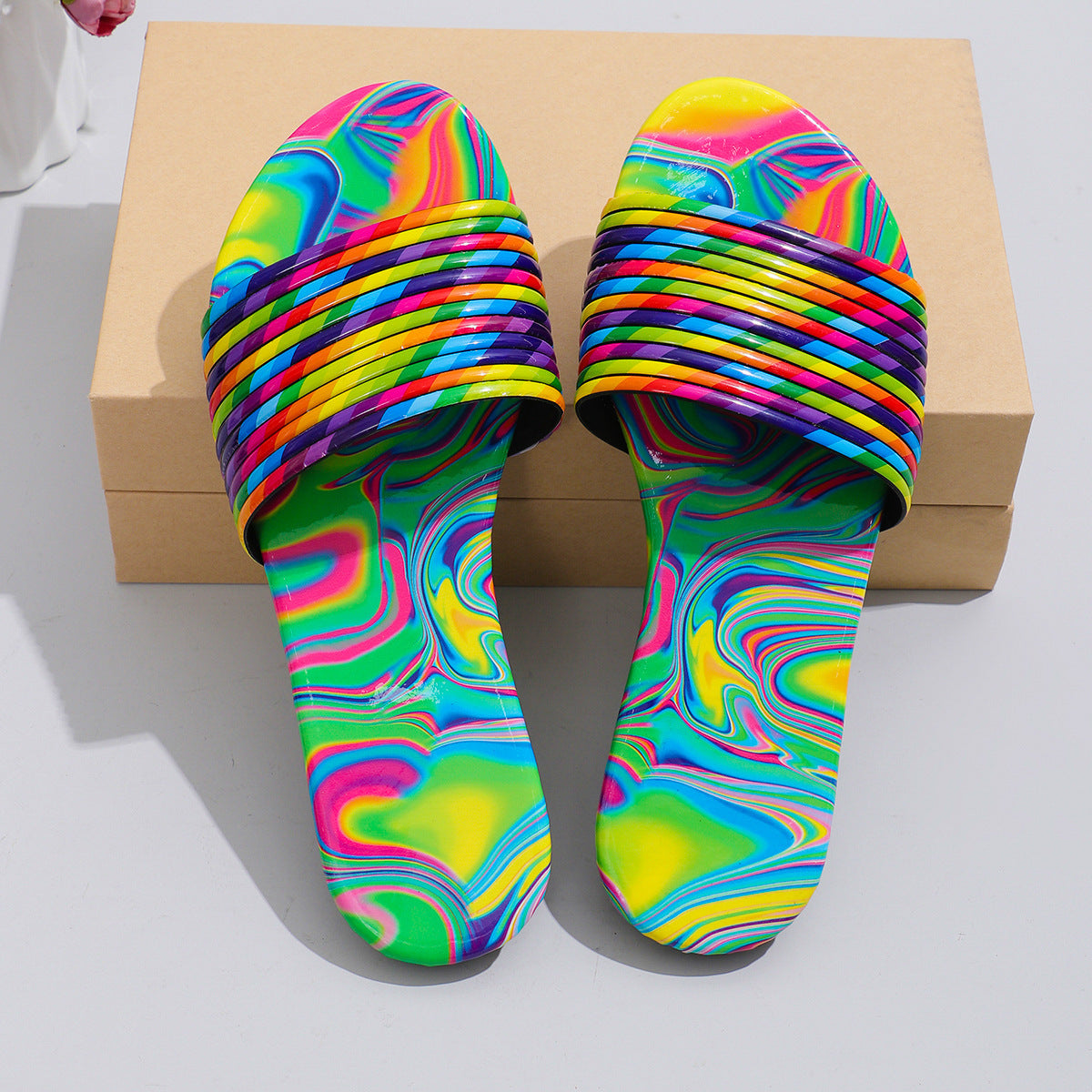Spring Slippers Women's Rainbow Flat Sandals