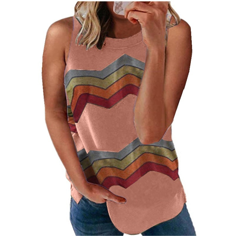 Striped Vest T-shirt Women's Top