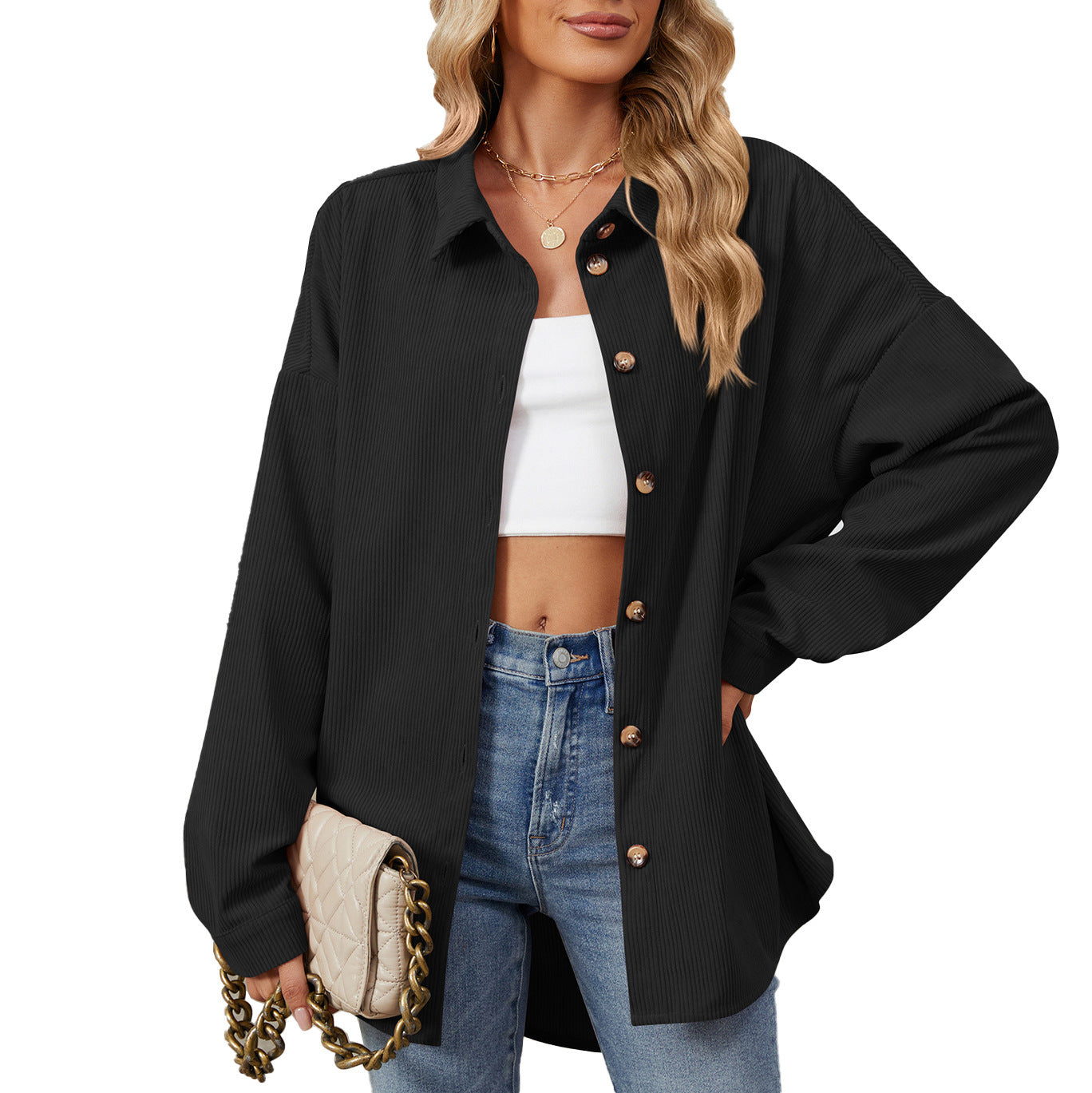 Lapel Button Sweater Women's Cardigan Jacket