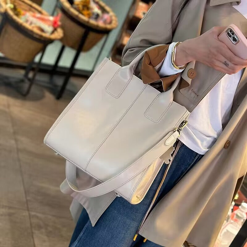 Women's Genuine Leather Crossbody Tote Handbag