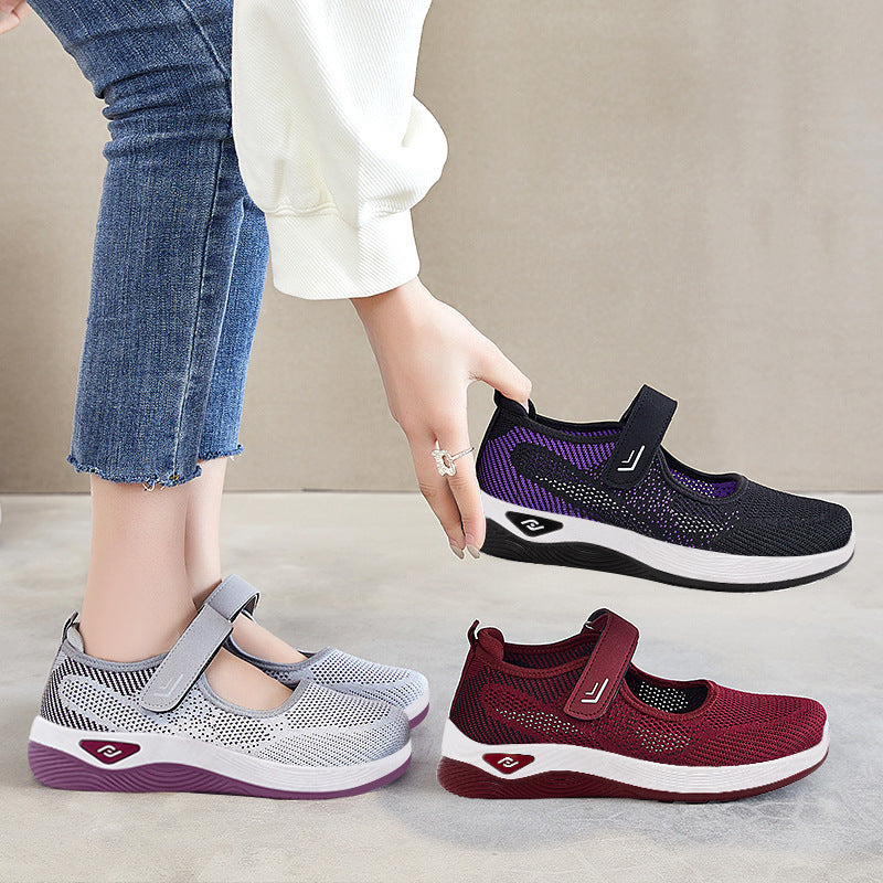 Summer New Women's Shoes Breathable Walking Shoes Velcro