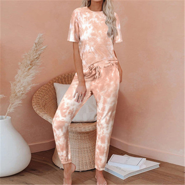 Gradient color printing tie-dye pajamas