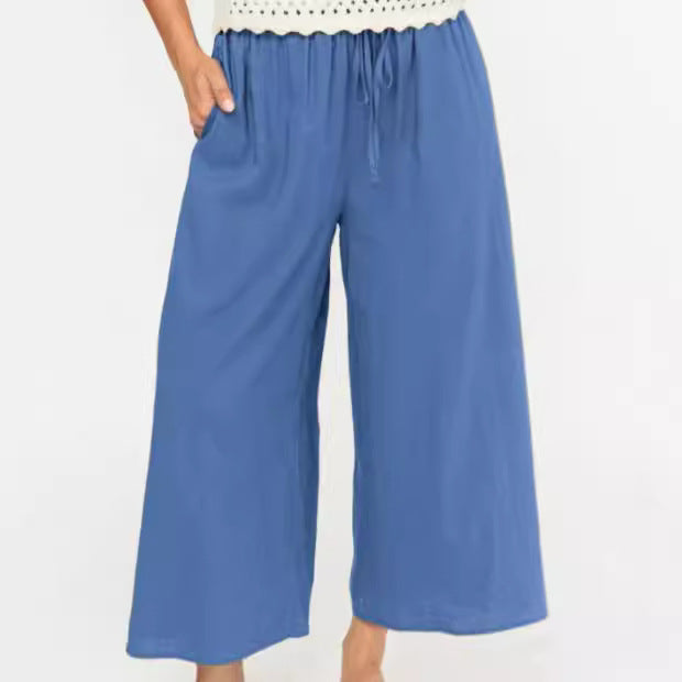 Loose Cropped Wide-leg Pants Women's Clothing