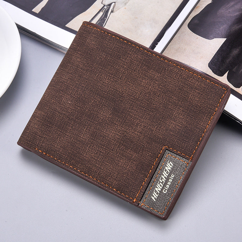 Men's Short Casual Canvas Pattern Thin Wallet