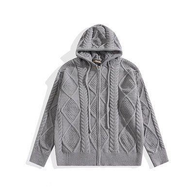 Men's Fashion Retro Loose Zip Hooded Cardigan