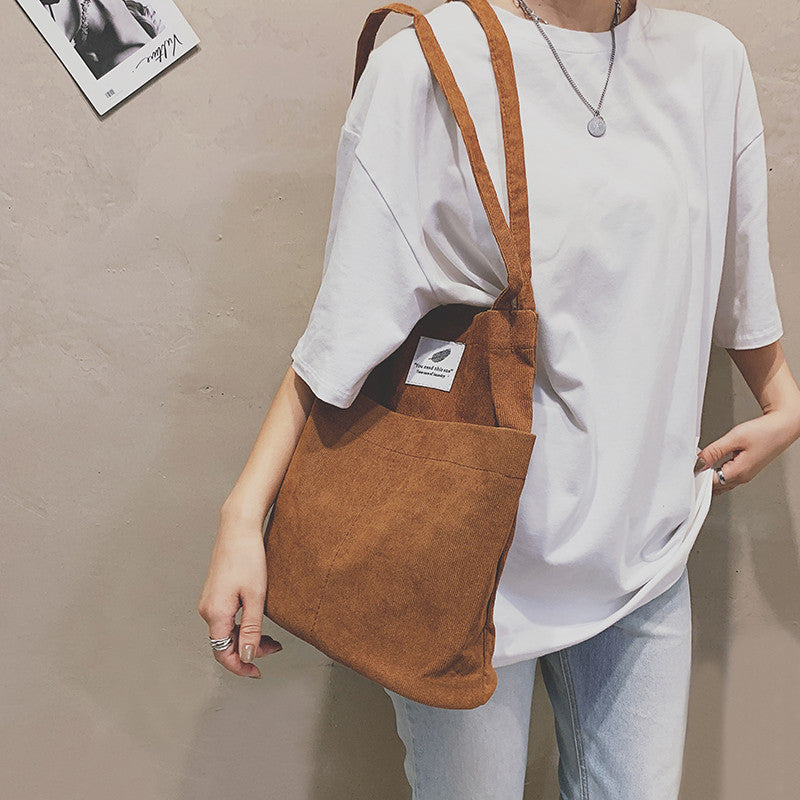 Fashion Solid Color Autumn Velvet Casual Shoulder Bag