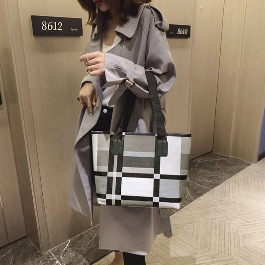 Women's Plaid Large Capacity Shopping Bag