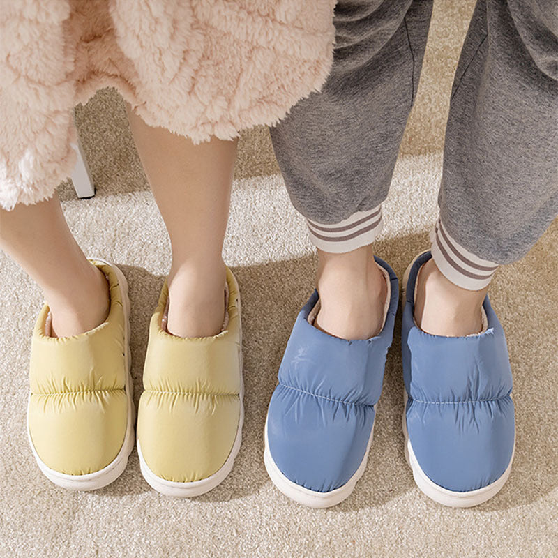 New Down Cotton Slippers Women Couple Winter Fashion Indoor Thick-soled Non-slip House Shoes Warm Floor Plush Slippers For Men