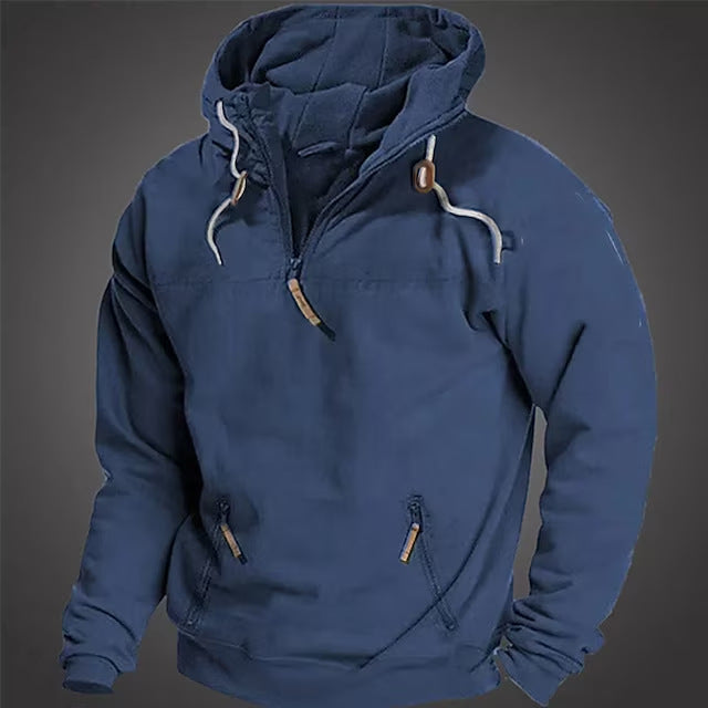 Hooded Solid Color Men's Casual Sweatshirt Thickened Jacket