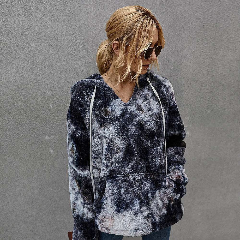 Women's Winter New Products Fashion Tie-Dye Hooded Thick Sweater Women