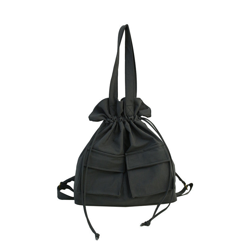 Fashion Work Clothes Drawstring Canvas Raw Shoulder Bag