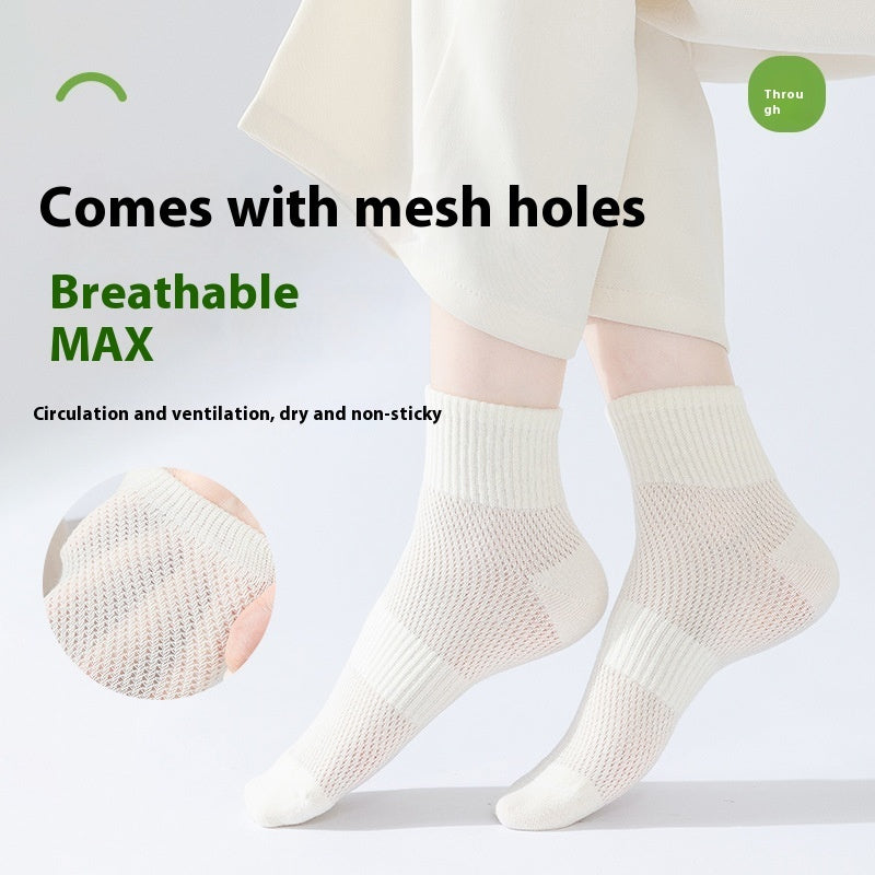 Pure Cotton Summer Antibacterial Breathable Mid-calf Socks Tight