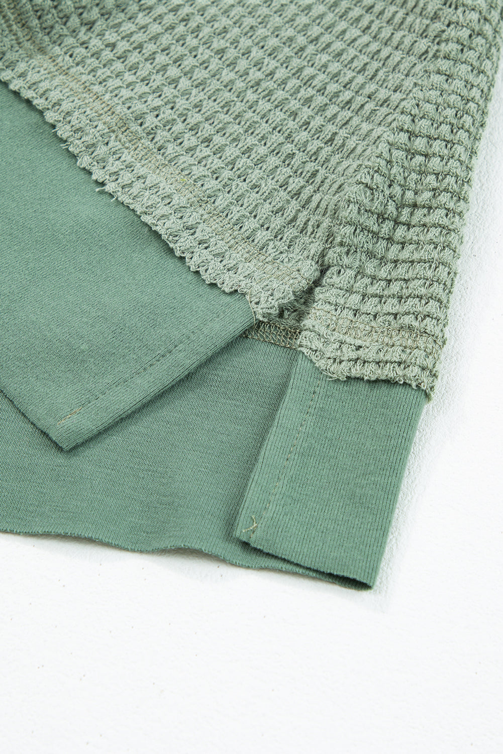 Sea Green Scoop Neck Waffle Knit Flowy Vest