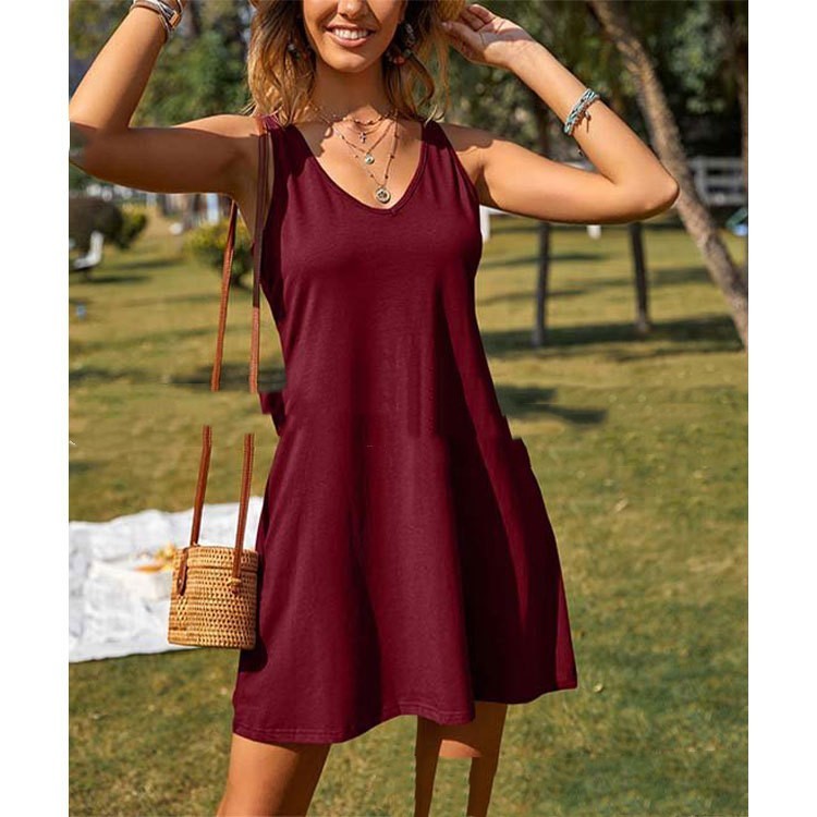 New Women's Solid Color Tank Top Casual Oversized Loose Fitting Dress