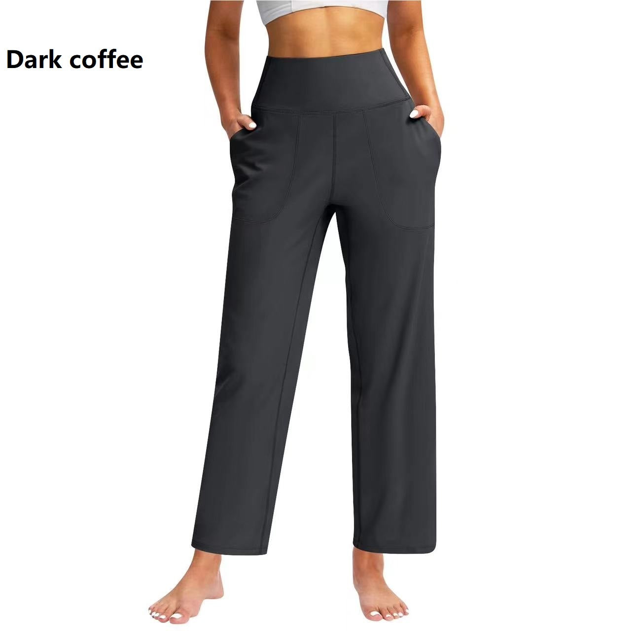 Women's High Waist Pure Color Draping Effect Straight Casual Trousers