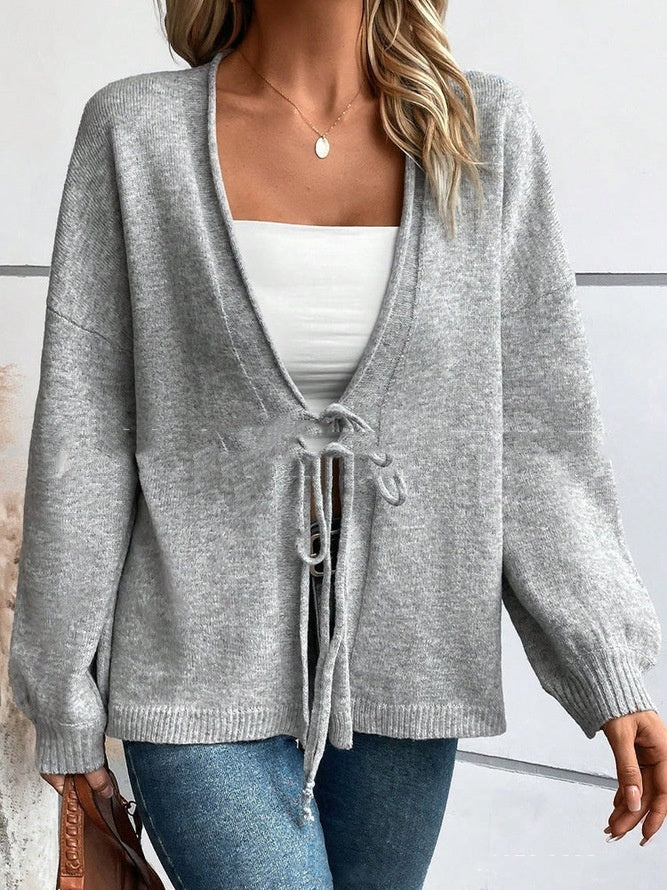 Women's Cardigan Lace-up Solid Color Short Coat