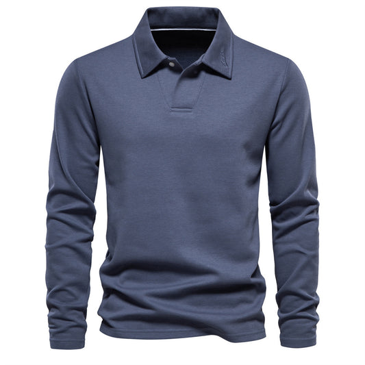 Long Sleeve Men's Casual Solid Color Top Lapel