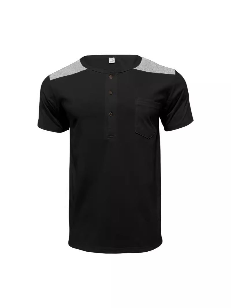 Summer Short Sleeve Men's Color Matching Thin