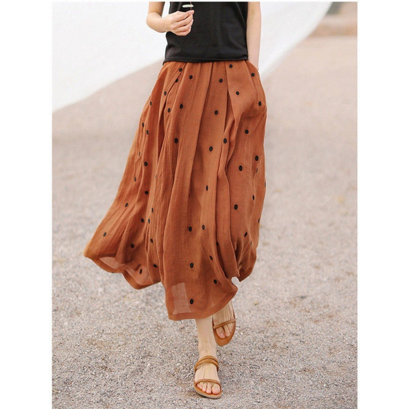 Women's Embroidered Polka Dot Double-layer Chiffon Skirt