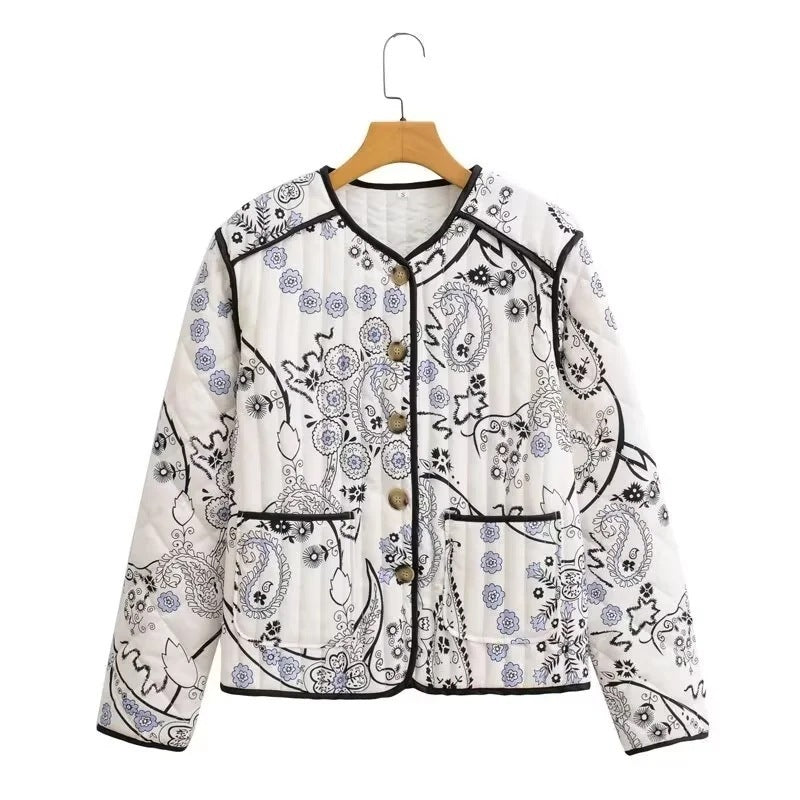 Fashion Women's Wear Printed Long Sleeve Cotton Jacket