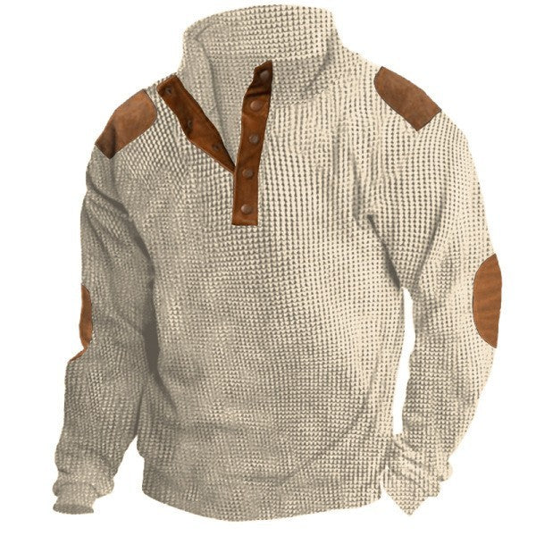 Printed Stand Collar Men's Clothing Casual Sweatshirt