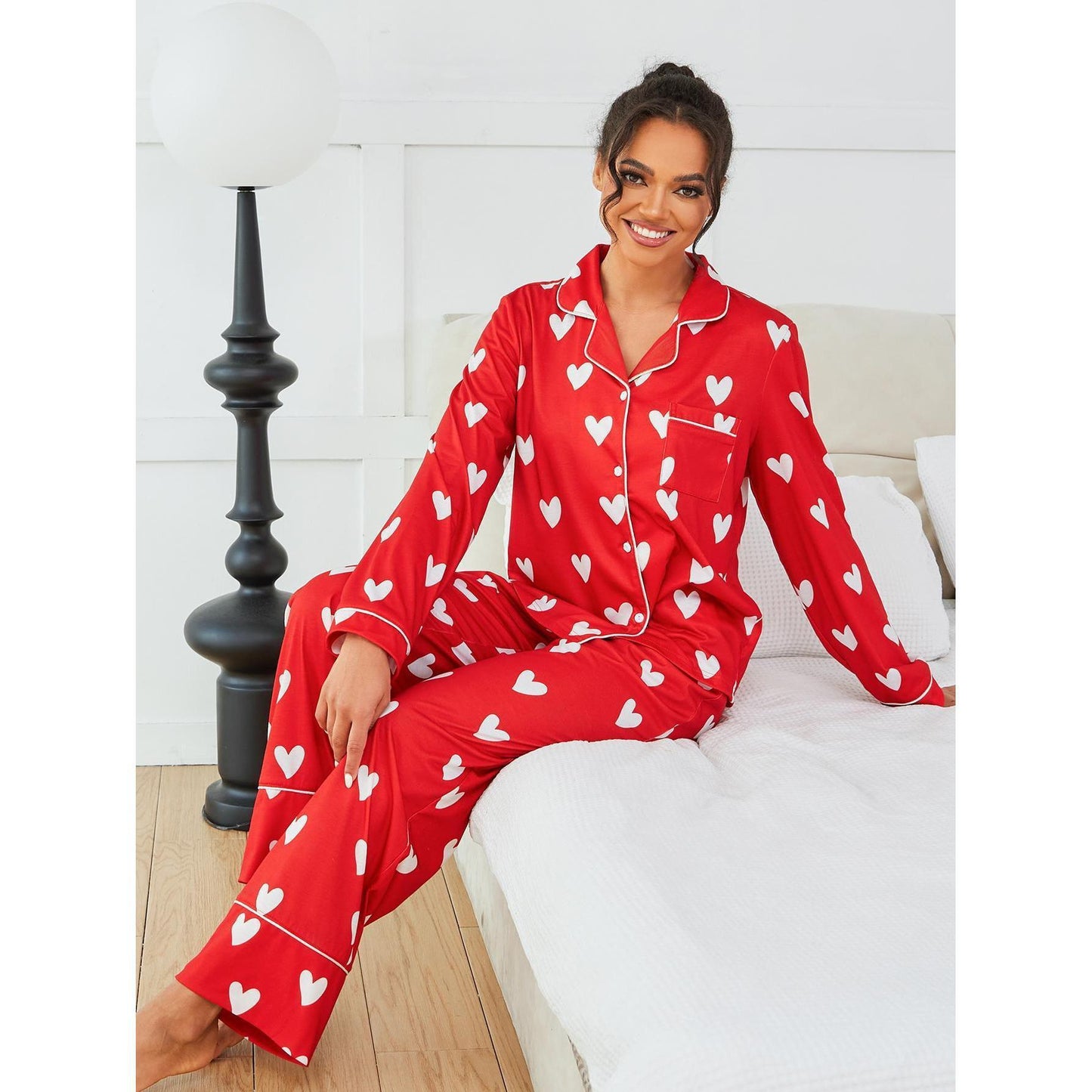 Women's Pajamas Heart Printing Long Sleeve Two-piece Set