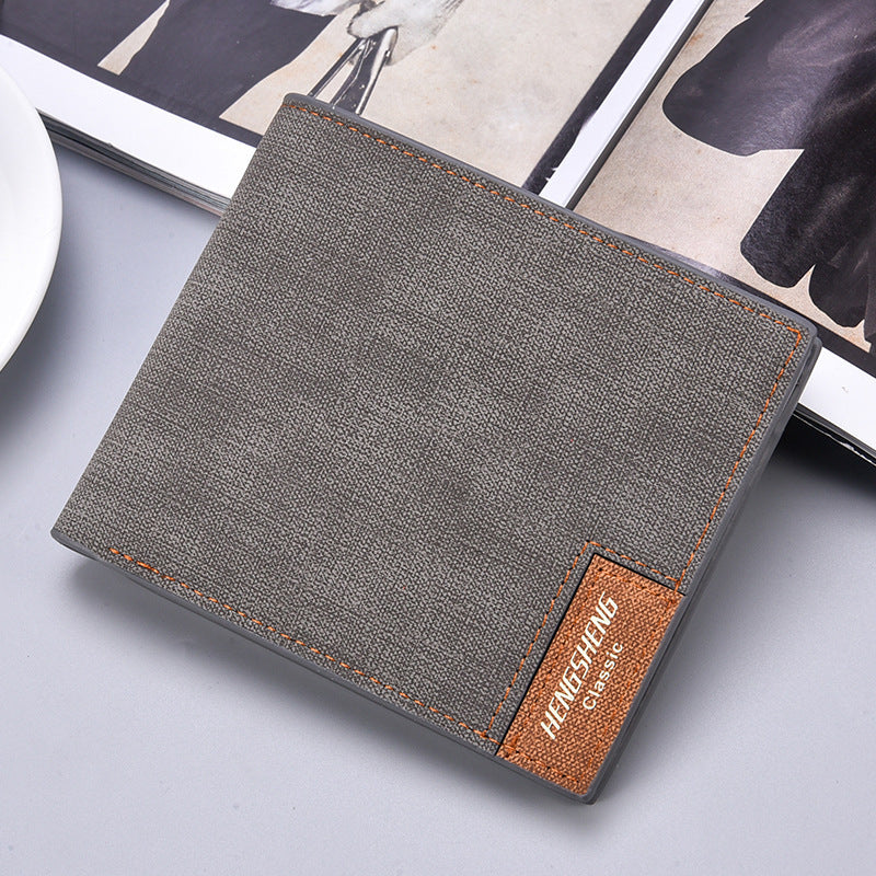 Men's Short Casual Canvas Pattern Thin Wallet