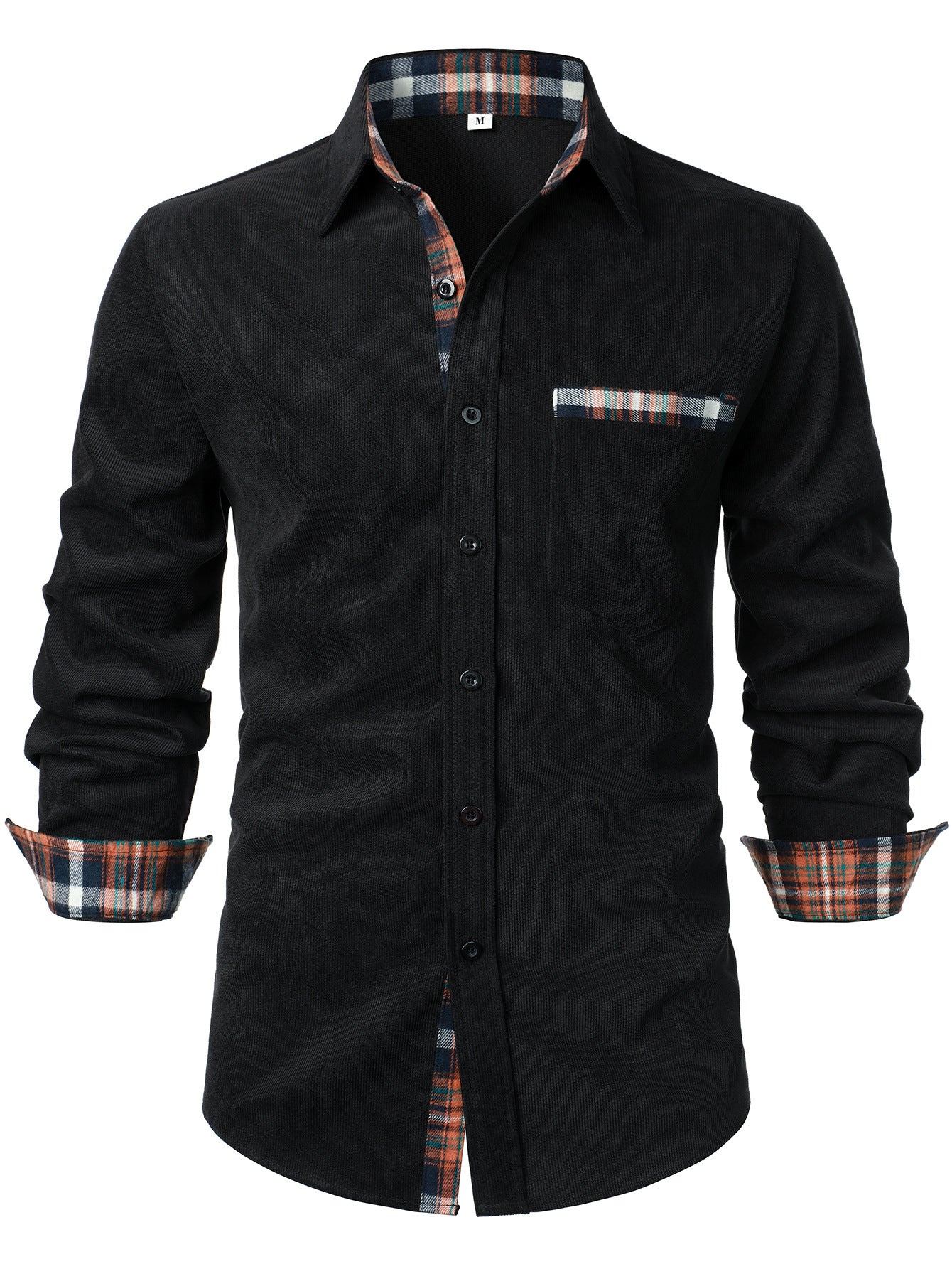 Men's Corduroy Red Plaid Plaid Casual Long Sleeve