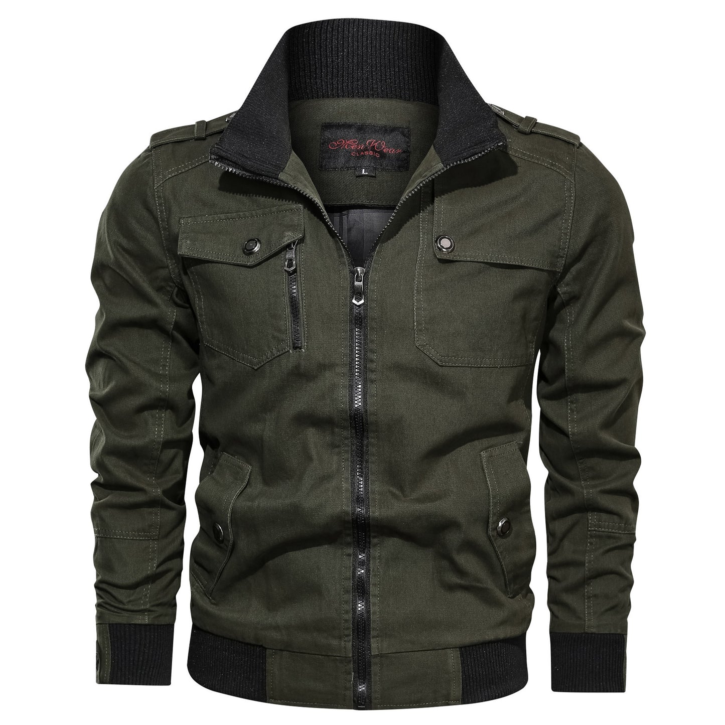 Men's Solid color stand collar jacket