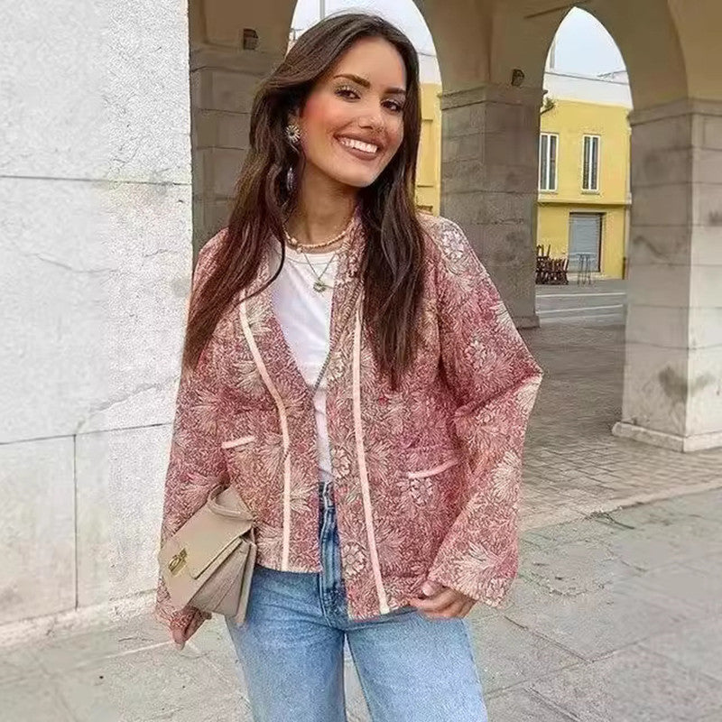 Fashion Women's Wear Printed Cotton Jacket