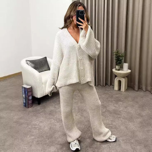 Autumn And Winter New Woolen Casual Thickening Two-piece Set For Women