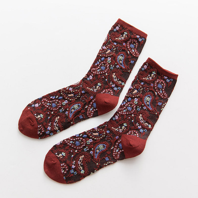 Women's ethnic flower socks