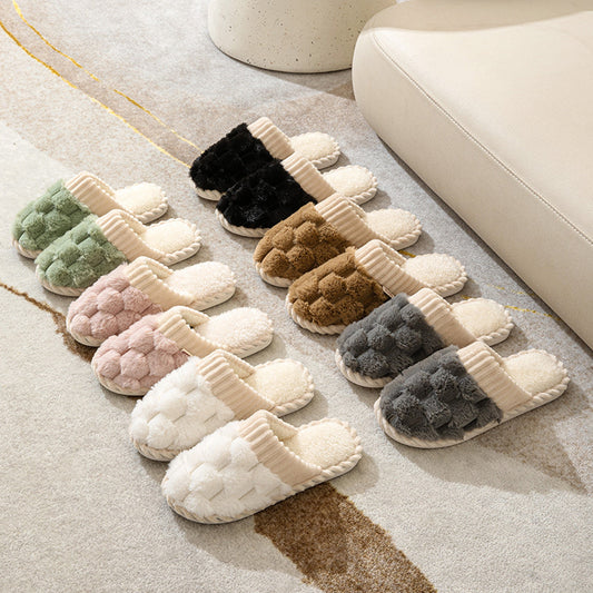 Indoor Warm Platform Couple Plush Slippers