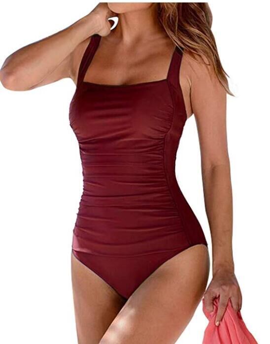 Women's swimwear with solid shoulder straps