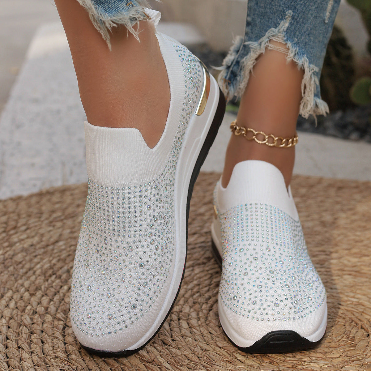 Spring Flyknit Slip-on Casual Mesh Breathable Sock-like Shoes