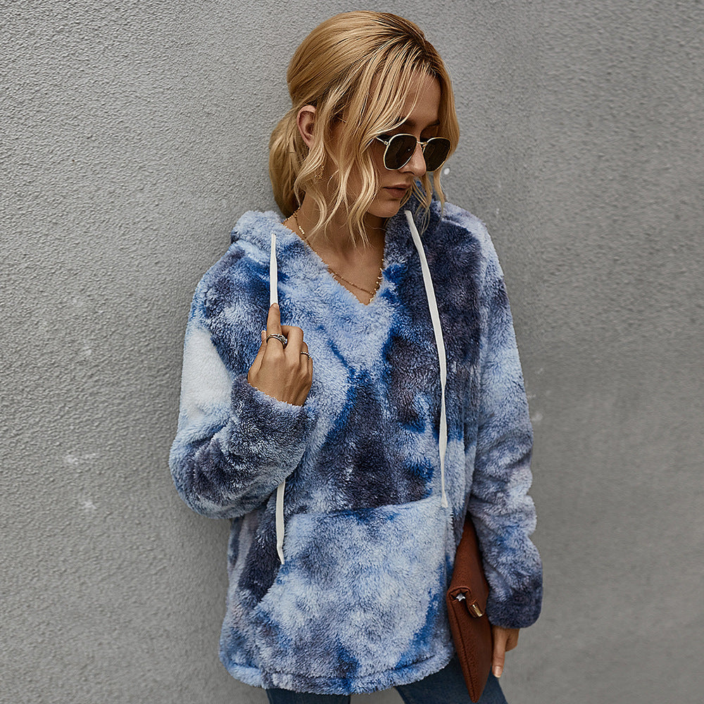 Women's Winter New Products Fashion Tie-Dye Hooded Thick Sweater Women