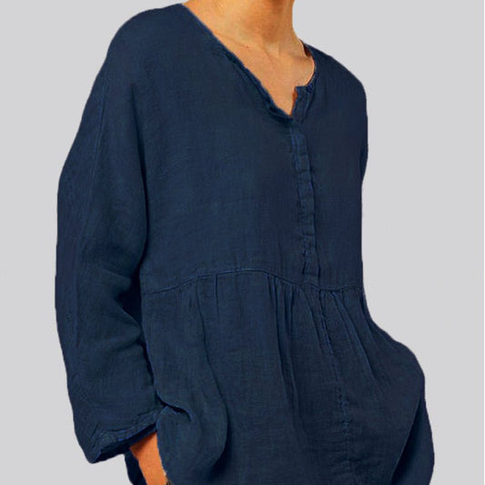 Women's Autumn And Winter Cotton And Linen Casual Loose Top