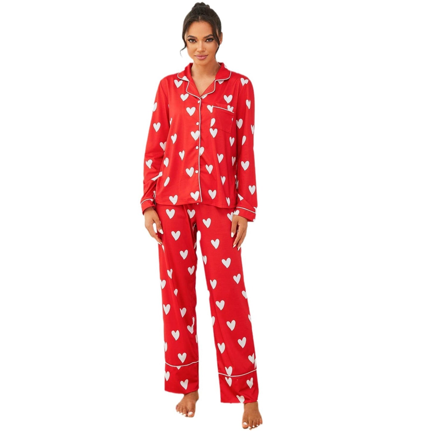 Women's Pajamas Heart Printing Long Sleeve Two-piece Set