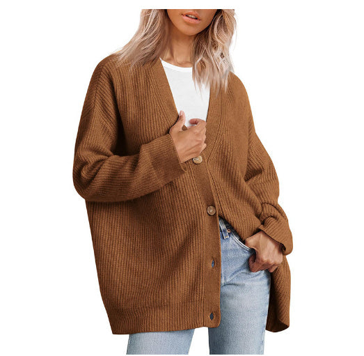 Popular Solid Color Cardigan Sweater Coat For Women