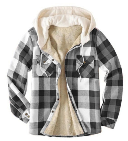 Casual Hooded Two-piece Plaid Jacket