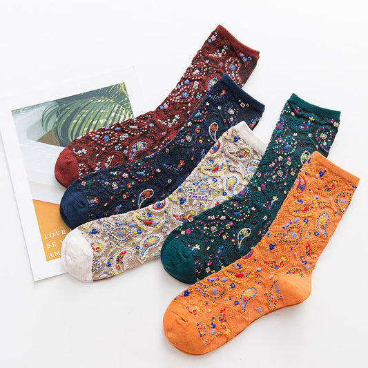 Women's ethnic flower socks