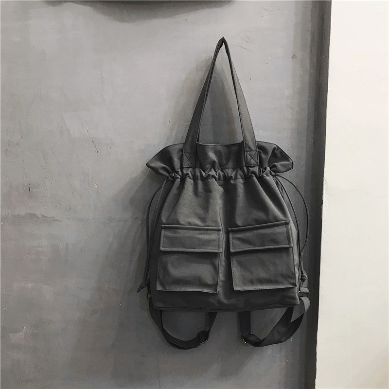 Fashion Work Clothes Drawstring Canvas Raw Shoulder Bag