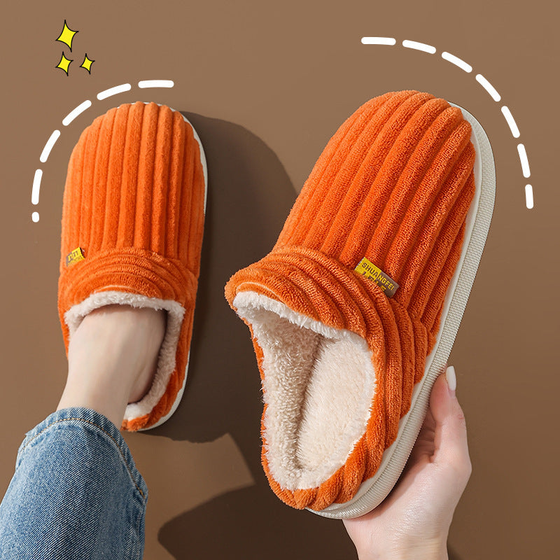 Autumn And Winter Cotton Slippers Female Couple Bag Heel Warm Non-slip Indoor