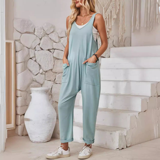 Casual Vest Pocket Knitted Jumpsuit