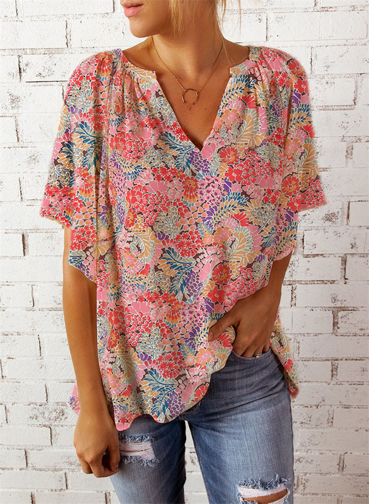 Fashionable New Printed Loose-fitting Women's Top