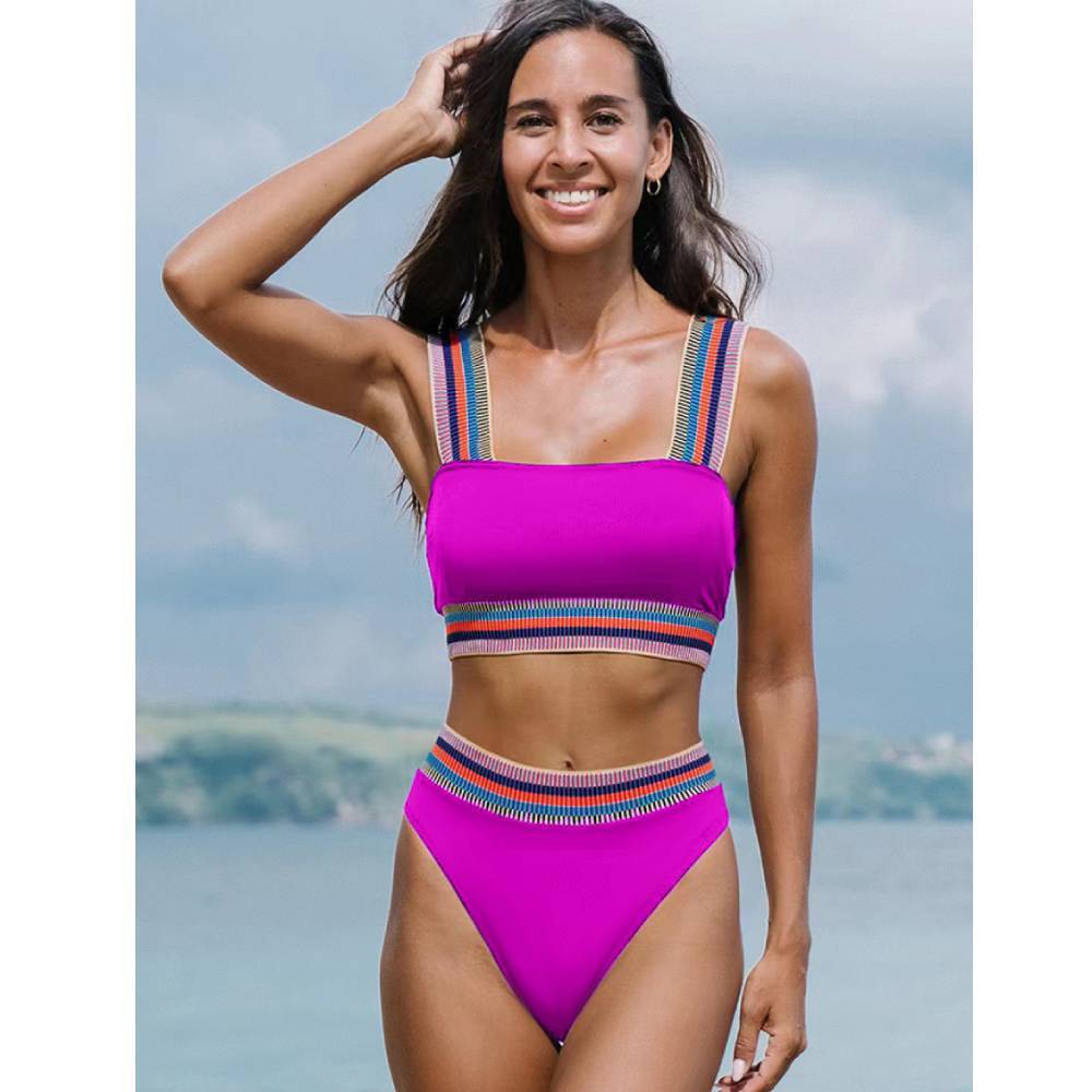 Split Solid Color Bikini Two-piece Set