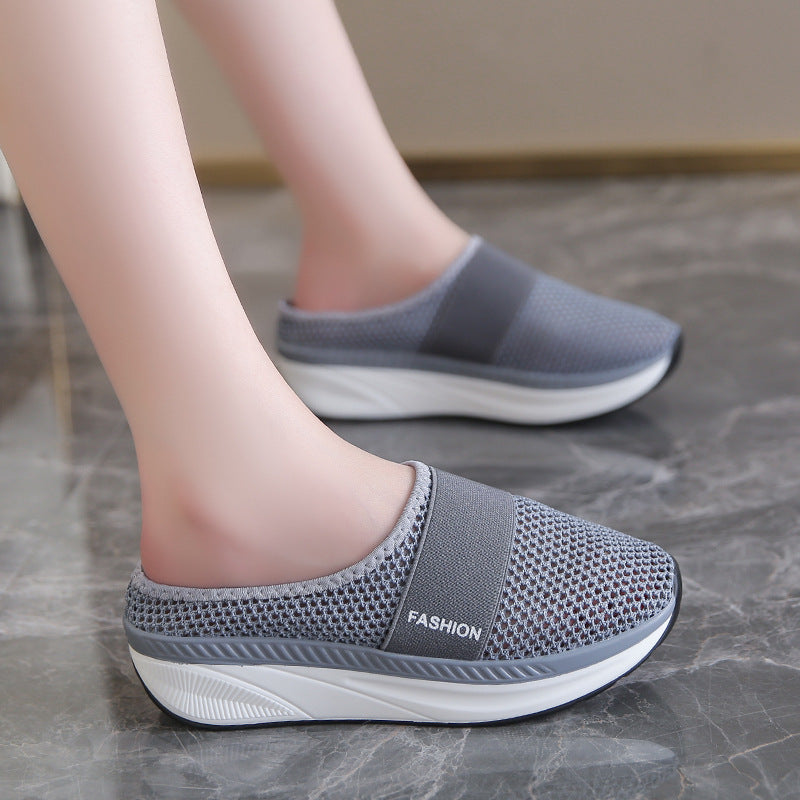 Slip-on Plus Size Platform Mesh Surface Breathable Shoes Ladies