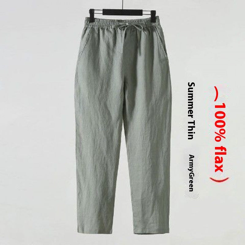 Cotton Linen Cropped Men's Casual Pants Style