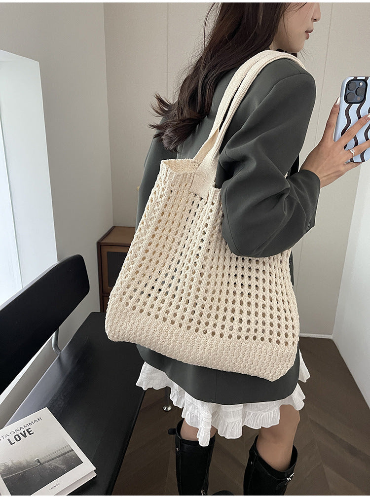 Women's Hollow Knitted Large Capacity Shoulder Bag